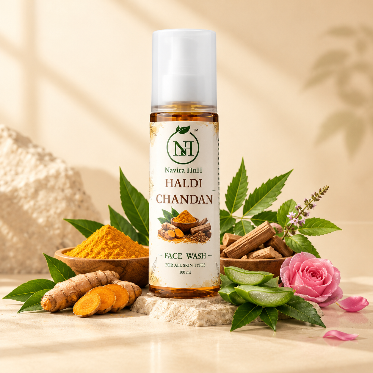 Navira HnH Haldi Chandan Face Wash with  Vitamin E | Brightening Daily Cleanser for Natural Glow | 100 ml